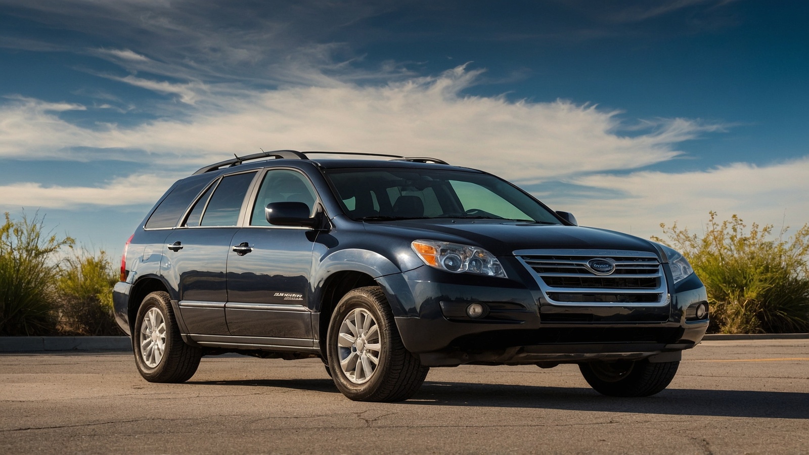 SUV parada em paisagem